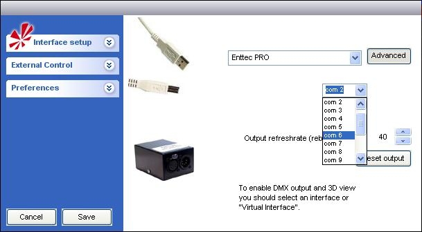 FreeStyler Interface Setup